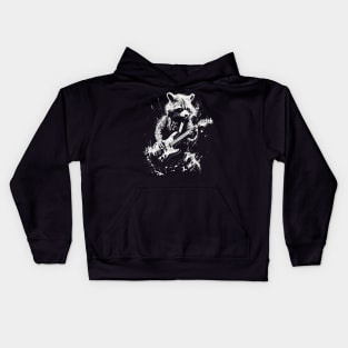 Funny Raccoon Playing an Electric Guitar Rock Music Kids Hoodie